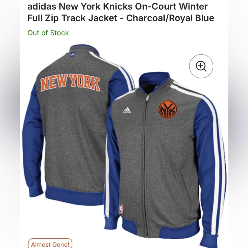adidas New York Knicks On-Court Winter Full Zip Track Jacket